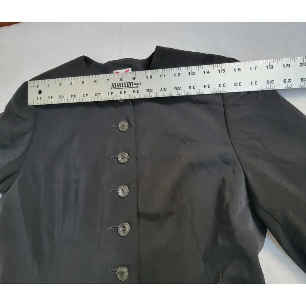 Vintage Mondi Business Womens Button Front Blazer Jacket Size 40 Black Career